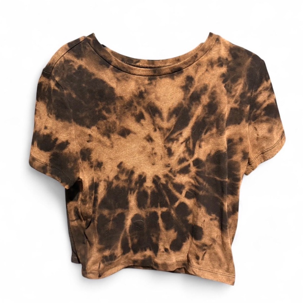 Wild Fable Brown and Black Tie-Dye Crop Top